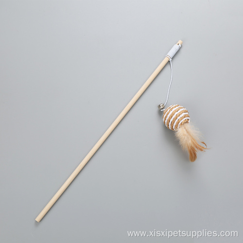 Mouse on a wooden stick feather cat toy